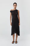 Fine Jersey Off Shoulder Dress in Charcoal